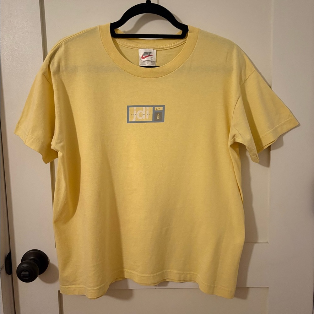 Vintage Nike Butter Yellow Just Do It T-Shirt 1990s  Large Made In USA